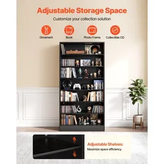 VEVOR DVD-Regal mit 7 Fächern, Medienregal Standregal 70 x 30 x 140 cm, Platzsparendes Aufbewahrungsregal für CDs DVDs Bücher Spiele-Discs, Bücherregal für Wohnzimmer/Homeoffic/Aufnahmeraum, Schwarz VEVOR DVD-Regal mit 7 Fächern, Medienregal Standregal 70 x 30 x 140 cm, Platzsparendes Aufbewahrungsregal für CDs DVDs Bücher Spiele-Discs, Bücherregal für Wohnzimmer/Homeoffic/Aufnahmeraum, Schwarz