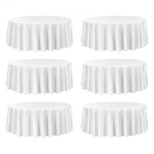 VEVOR 6 Stk. runde Tischdecken Tischwäsche 3048 mm, knitterfreier Tischdeckenschutz, maschinenwaschbares Tischtuch aus Polyestergewebe für Partys Hochzeiten Bankette formelle Veranstaltungen, Weiß – Bild 8