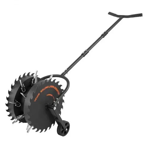 VEVOR Rasenlüfter Walze Manuell, Aerifizierer für Rasen mit 5 cm Arbeitstiefe 2 Rollen & 16 Eisenspikes, Rasenbelüfter aus Stahl, Rasenrolle für Verdichtete Böden, Rasenpflege für Hof Garten, Schwarz – Bild 8