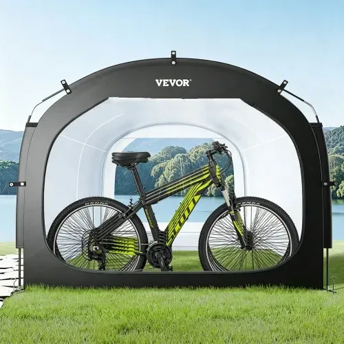 VEVOR Fahrradzelt, 5 Fahrräder, geräumige Fahhrradgarage mit belüftetem Fenster, einfach zu installierendes Fahrradzelt mit hochfestem Fiberglas & Doppelreißverschlüssen, 224x247x198 cm – Bild 7