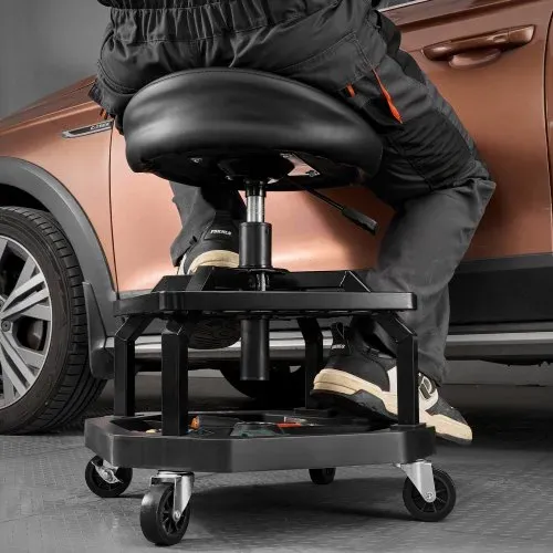 VEVOR rollbarer Werkstatthocker Werkstattsitz pneumatischer Garagensitz mit 136 kg Tragkraft, höhenverstellbarer Rollbrettsitz 360° drehbarer & gepolsterter Werkstattstuhl für Garage Werkstatt – Bild 7
