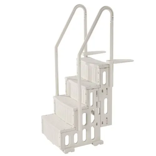 VEVOR Poolleiter, Kunststoff-Pooltreppe mit 2 Handläufen, 4 rutschfesten Stufen, 180 kg Tragkraft, Schwimmbadtreppe für 122-137 cm große Einbaupools, Terrasse, Haus, Innen, Außen, Weiß – Bild 9