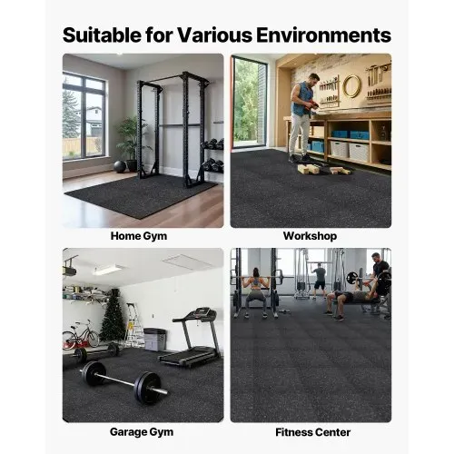 VEVOR 24 x Puzzlematte Bodenschutzmatte 610 x 610 x 14 mm, Hochdichte EVA-Schaumstoffmatte, Ineinandergreifende Fitnessmatte Gymnastikmatte Sportmatte, Trainingsmatte (Schwarz) mit Grauen Punkten – Bild 5
