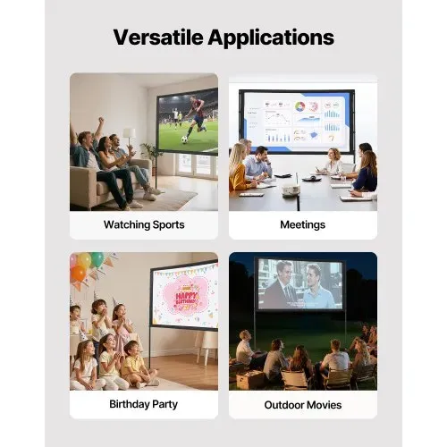 VEVOR Projektionsleinwand (80 Zoll) mit 160° Weitwinkel & Ständer, Beamerleinwand für Projektor innen & außen 16:9 4K HD, tragbare Filmleinwand mit Tragetasche für Heimkino Büro Präsentation – Bild 4