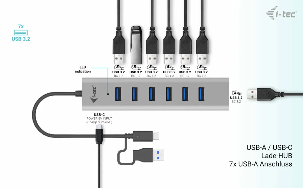 i-tec USB-C/USB-A Charging Metal HUB 7 Port – Bild 3