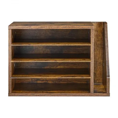 VEVOR Briefablage mit 4 Fächern & Herausnehmbaren Regalböden, Dokumentenablage aus Holz mit Stehsammler, Aktenhalter für Büro Klassenzimmer, Literaturorganizer für Akten Dokumenten Papier, Braun – Bild 9