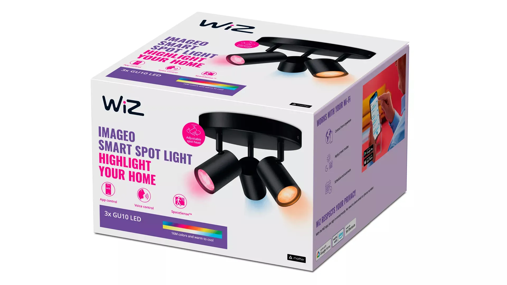 WiZ IMAGEO 3 x einstellbarer Spot Runde Platte – Bild 3