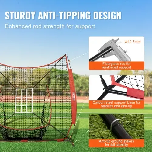 VEVOR 244 x 106 x 211 cm Baseball-Softball-Übungsnetz, Tragbares Baseball-Trainingsnetz zum Schlagen, Fangen, Pitchen, Backstop-Ausrüstung mit Bogenrahmen, Tragetasche, Schlagzone, Bällen, Ballsammler – Bild 2