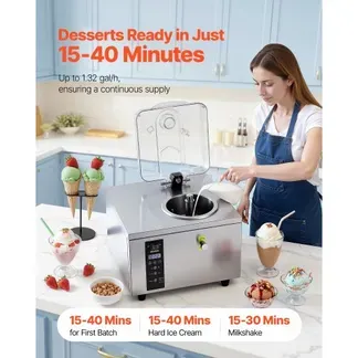 VEVOR Gewerbliche Eismaschine für Gelato 500 W, 5 L/h, Eiscrememaschine mit 2,8 L Edelstahlzylinder (304) & Selbstreinigendem LED-Bedienfeld & Hoher Produktivität für Snackbars Restaurants VEVOR Gewerbliche Eismaschine für Gelato 500 W, 5 L/h, Eiscrememaschine mit 2,8 L Edelstahlzylinder (304) & Selbstreinigendem LED-Bedienfeld & Hoher Produktivität für Snackbars Restaurants