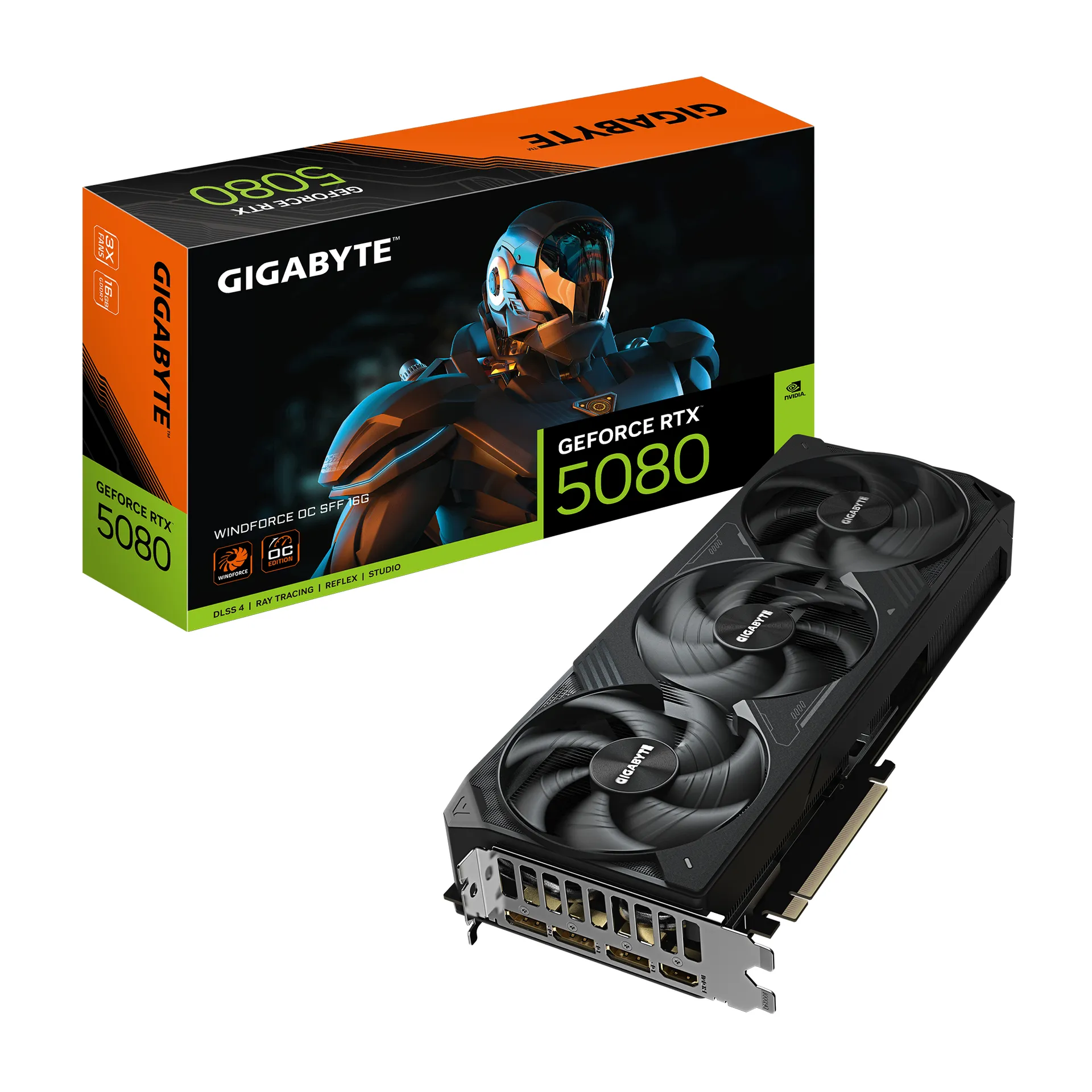 GIGABYTE GeForce RTX 5080 WINDFORCE OC SFF 16G Grafikkarte – 16 GB GDDR7, 256 Bit, PCI-E 5.0, 2670MHz Kernfrequenz, 3 x DP 2.1a, 1 x HDMI 2.1b, GV-N5080WF3OC-16GD GIGABYTE GeForce RTX 5080 WINDFORCE OC SFF 16G Grafikkarte – 16 GB GDDR7, 256 Bit, PCI-E 5.0, 2670MHz Kernfrequenz, 3 x DP 2.1a, 1 x HDMI 2.1b, GV-N5080WF3OC-16GD