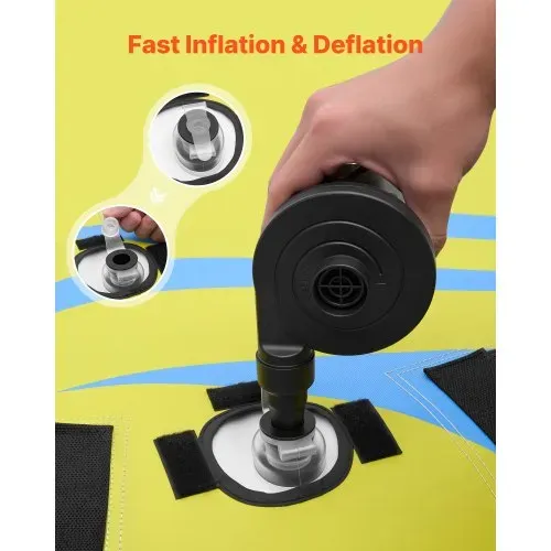 VEVOR Towable Tube für Boote, Wassersport-Schleppreifen für 4 Personen, bis 308 kg Tragfähigkeit, mit Flossen, Nylonhülle, Gepolsterten Griffen und Sicherheitsventil, für Seen, Flüsse und Meere, Blau – Bild 3