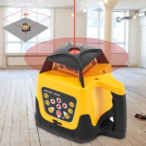 VEVOR Rot Professional Rotationslaser max. Arbeitsbereich 100 m, 360 Rotary Laser Level Wasser- und staubdicht außenbereich Arbeitszeit 20 Stunden in Handwerkerkoffer 2 kg Fernbedienung Yellow Shell – Bild 2