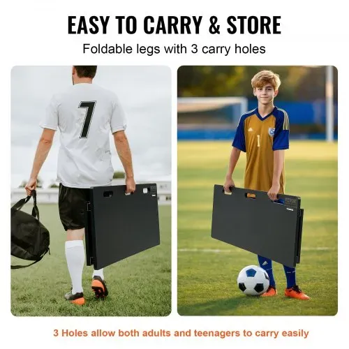 VEVOR Fußball Rebound Board, Tragbares Bounce Board 1150 x 450 mm, HDPE Rebounder Wand Rebound Equipment, Kinder & Jugendliche, Trainingsboard, Rebounder Kicker für Fußballtraining, Schwarz – Bild 4