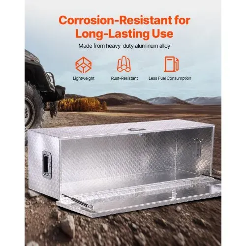 VEVOR Werkzeugkasten aus Aluminium für die Ladefläche mit seitlichem Griff & Schlossschlüsseln, Aufbewahrungs-Werkzeugkiste für Anhänger Pickup Wohnmobil (1244,6 x 381 x 381 mm) Silber – Bild 2