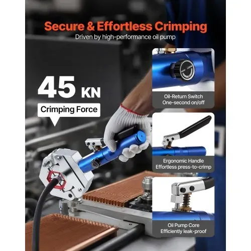 VEVOR Hydraulische Presszange, Hydra-Crimpzange, Klimaanlagen-Schlauchpresse-Set mit 7 Snap-On-Einsätzen, Schlauch-Crimpwerkzeug für Kfz- & Klimaanlagenreparaturen – inkl. Koffer – Bild 2