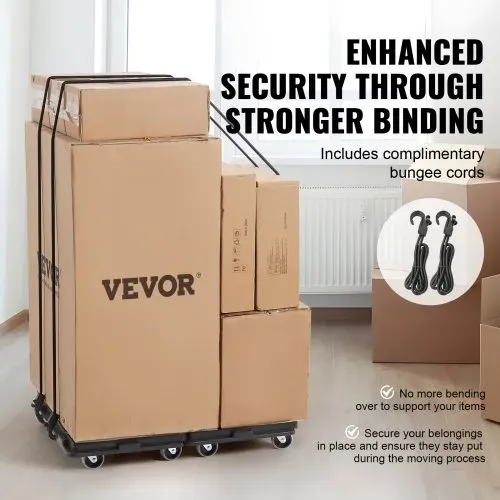 VEVOR Möbelwagen, Möbelwagen, 4 Räder, tragbare bewegliche Rollen, robust, ineinandergreifend, klein, flach, für schwere Möbel, 2 Stück, 40,6 x 27,9 cm, 227,8 kg Kapazität, schwarz – Bild 3