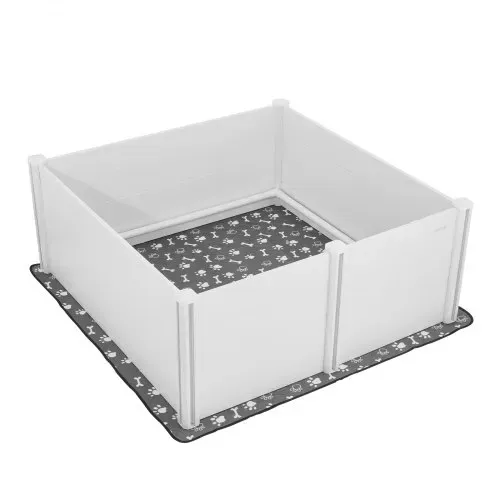 VEVOR Wurfkiste für Hunde, 1520x1520x610 mm, Welpenlaufstall aus Kunststoff-PVC mit höhenverstellbarer Tür & waschbarer Pipi-Unterlage, Welpenkiste für extra große Hunde, milchweiß – Bild 10