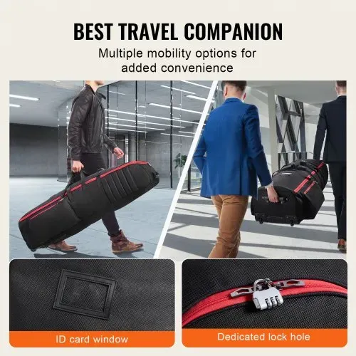 VEVOR Golf Reisetasche Golfgepäck mit Rädern, strapazierfähiges 1800D-Polyester-Oxford, weiche Golfschläger-Aufbewahrungstasche für Flugzeuge, wasserdicht verschleißfest rot + schwarz – Bild 5