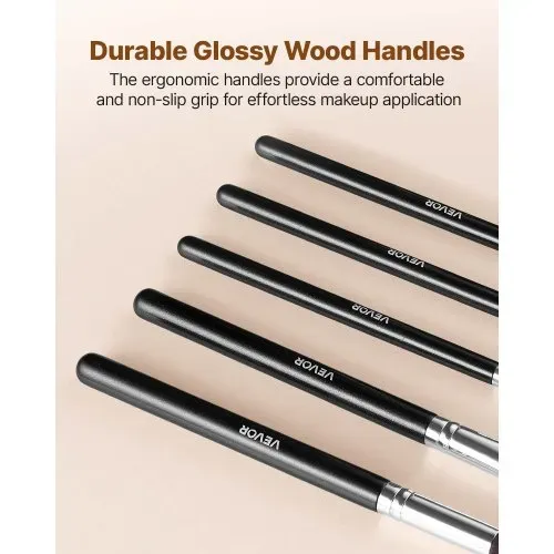 VEVOR Pinselset Makeup, 34-teilig, professionelles Schminkpinsel Set für Foundation, Lidschatten, Concealer, Rouge, mit weichen Borsten, ergonomischem Holzgriff, Reise-Aufbewahrungsetui – Bild 4