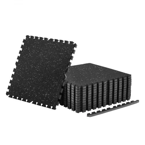 VEVOR 12 x Puzzlematte Bodenschutzmatte 61 x 61 x 2 cm, Hochdichte EVA-Schaumstoffmatte, Ineinandergreifende Fitnessmatte Gymnastikmatte Sportmatte, Trainingsmatte (Schwarz) mit Grauen Punkten – Bild 9