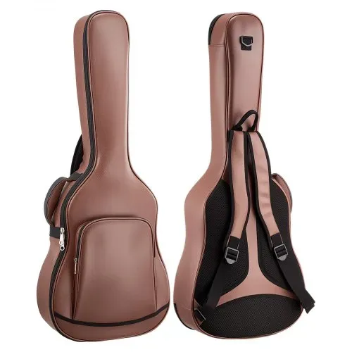 VEVOR Gitarrentasche für 41-Zoll-Akustikgitarren mit Außenzubehörfach Braun, Gitarrenrucksack mit Schaumstoffpolsterung, Tragegriff und Schultergurten, 1195 mm Gig Bag aus PU-Leder – Bild 8