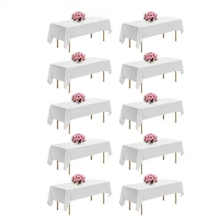 VEVOR 10 x Tischdecke Tischwäsche 1524×2591 mm, wiederverwendbarer Tischdeckenschutz, maschinenwaschbares Tischtuch aus Polyestergewebe für Partys Hochzeiten Bankette formelle Veranstaltungen, Weiß VEVOR 10 x Tischdecke Tischwäsche 1524×2591 mm, wiederverwendbarer Tischdeckenschutz, maschinenwaschbares Tischtuch aus Polyestergewebe für Partys Hochzeiten Bankette formelle Veranstaltungen, Weiß