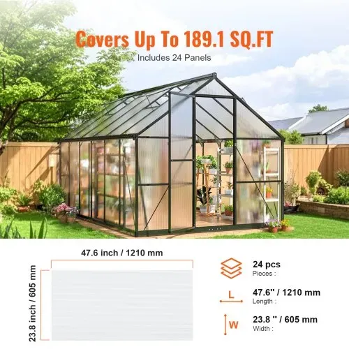 VEVOR 24er-Set Gewächshausplatten aus Polycarbonat, 1210 x 605 x 4 mm Stegplatten, wasserdichte UV-geschützte gewellte Hohlkammerplatten, schlagfeste, transparente Dachplatten für Gewächshaus/Garten – Bild 5