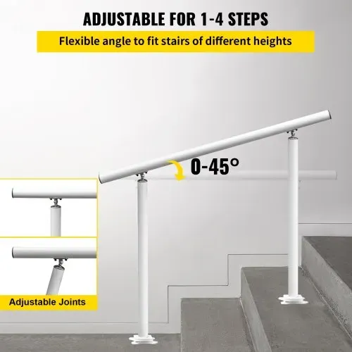 VEVOR Treppengeländer-Set, 1-4 Stufen, weißer Aluminium-Handlauf, 4 Fuß, flexibler Außendeck-Handlauf, Zangen – Bild 2