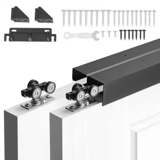 VEVOR Schiebetürbeschlag-Set 1524 mm, Doppelschiebetürschiene aus Aluminiumlegierung, Doppelspuriges Schiebetürsystem für Schränke (25–45 mm Dicke / 762 mm Breite), Leichtgängig & Leise VEVOR Schiebetürbeschlag-Set 1524 mm, Doppelschiebetürschiene aus Aluminiumlegierung, Doppelspuriges Schiebetürsystem für Schränke (25–45 mm Dicke / 762 mm Breite), Leichtgängig & Leise