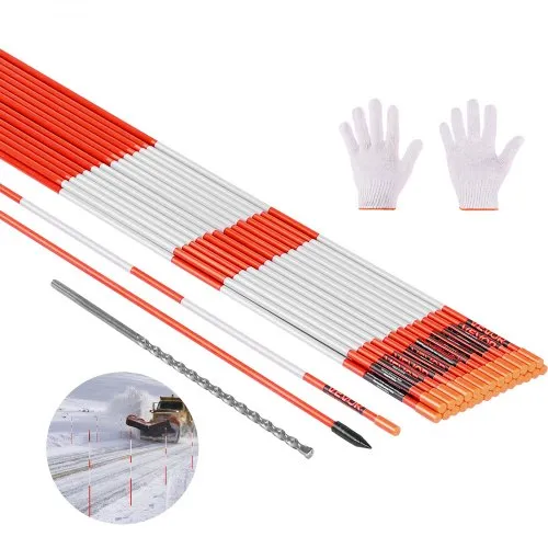 VEVOR Schneestangen, 200 Stück, 122 cm lang, 6,35 mm Durchmesser, Auffahrtstangen mit 30 cm Stahlbohrern, reflektierende Einfahrtsmarkierung, Fiberglasstangen für Parkplätze, Gehwege, Schneeräumen VEVOR Schneestangen, 200 Stück, 122 cm lang, 6,35 mm Durchmesser, Auffahrtstangen mit 30 cm Stahlbohrern, reflektierende Einfahrtsmarkierung, Fiberglasstangen für Parkplätze, Gehwege, Schneeräumen