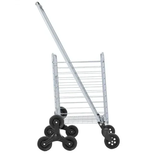 VEVOR Treppenkarre, 45 l, Treppensteiger-Einkaufswagen mit 360°-Lenkrädern, Treppensteiger-Mehrzweckwagen mit drei Rädern, faltbar, zusammenklappbar Transportkarre, Ideal für Wäschetransporte, Silber – Bild 8
