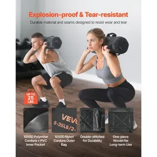 VEVOR Workout-Sandsack, strapazierfähige Powerbags Sandsack-Trainingstasche mit Griffen, verstellbar 2-11 kg für Fitness-Krafttraining, Cross-Training, Fitnessstudio-Übungen, Schwarz (ungefüllt) VEVOR Workout-Sandsack, strapazierfähige Powerbags Sandsack-Trainingstasche mit Griffen, verstellbar 2-11 kg für Fitness-Krafttraining, Cross-Training, Fitnessstudio-Übungen, Schwarz (ungefüllt)