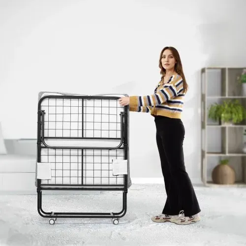 VEVOR Rollbett Klappbett mit 10 cm Matratze, faltbares Einzelbett mit Memory Foam-Matratze (190 x 81 cm), 136,1 kg belastbares Gästebett für Erwachsene, Metallbett für Schlafzimmer Wohnzimmer – Bild 7