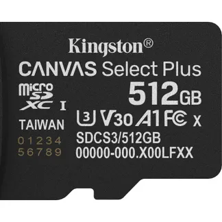 Kingston Technology 512GB micSDXC Canvas Select Plus Gen3 150R A1 (Ohne SD-Adapter)P Kingston Technology 512GB micSDXC Canvas Select Plus Gen3 150R A1 (Ohne SD-Adapter)P