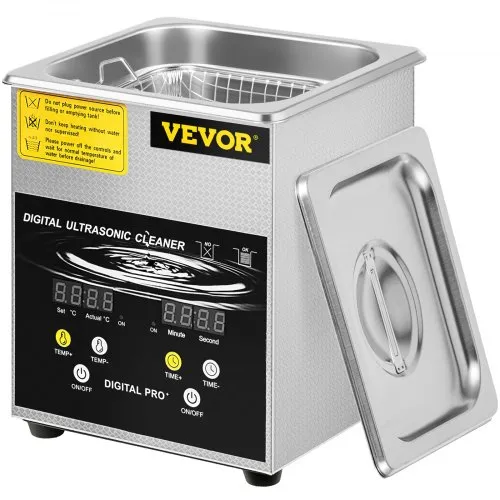 VEVOR 2 L Verbesserter Ultraschallreiniger (100 W Heizung, 60 W Ultraschall) Professioneller digitaler Labor-Ultraschall-Teilereiniger mit Heizungstimer für die Reinigung von Schmuck, Brillenteilen VEVOR 2 L Verbesserter Ultraschallreiniger (100 W Heizung, 60 W Ultraschall) Professioneller digitaler Labor-Ultraschall-Teilereiniger mit Heizungstimer für die Reinigung von Schmuck, Brillenteilen