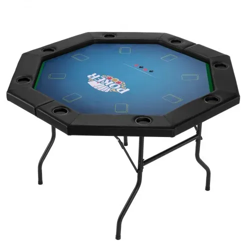 VEVOR klappbarer Pokertisch für 8 Spieler (1325 mm) Kasino-Freizeittisch mit gepolsterten Schienen & Getränkehaltern, achteckige tragbare Spieltische mit Filz- und Metallbeinen Texas Hold’em Poker – Bild 10