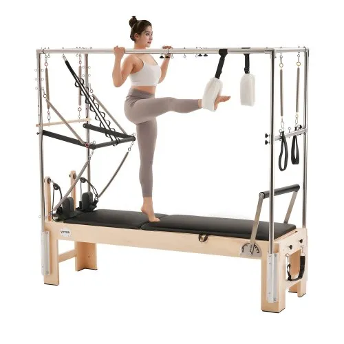 VEVOR Pilates Reformer Maschine aus Holz für Fitnessstudio zu Hause, Krafttrainingsgerät mit doppeltem Widerstand & Reformer-Box & Sprungbrett, für Fortgeschrittene und Anfänger, bis zu 181,44 kg VEVOR Pilates Reformer Maschine aus Holz für Fitnessstudio zu Hause, Krafttrainingsgerät mit doppeltem Widerstand & Reformer-Box & Sprungbrett, für Fortgeschrittene und Anfänger, bis zu 181,44 kg