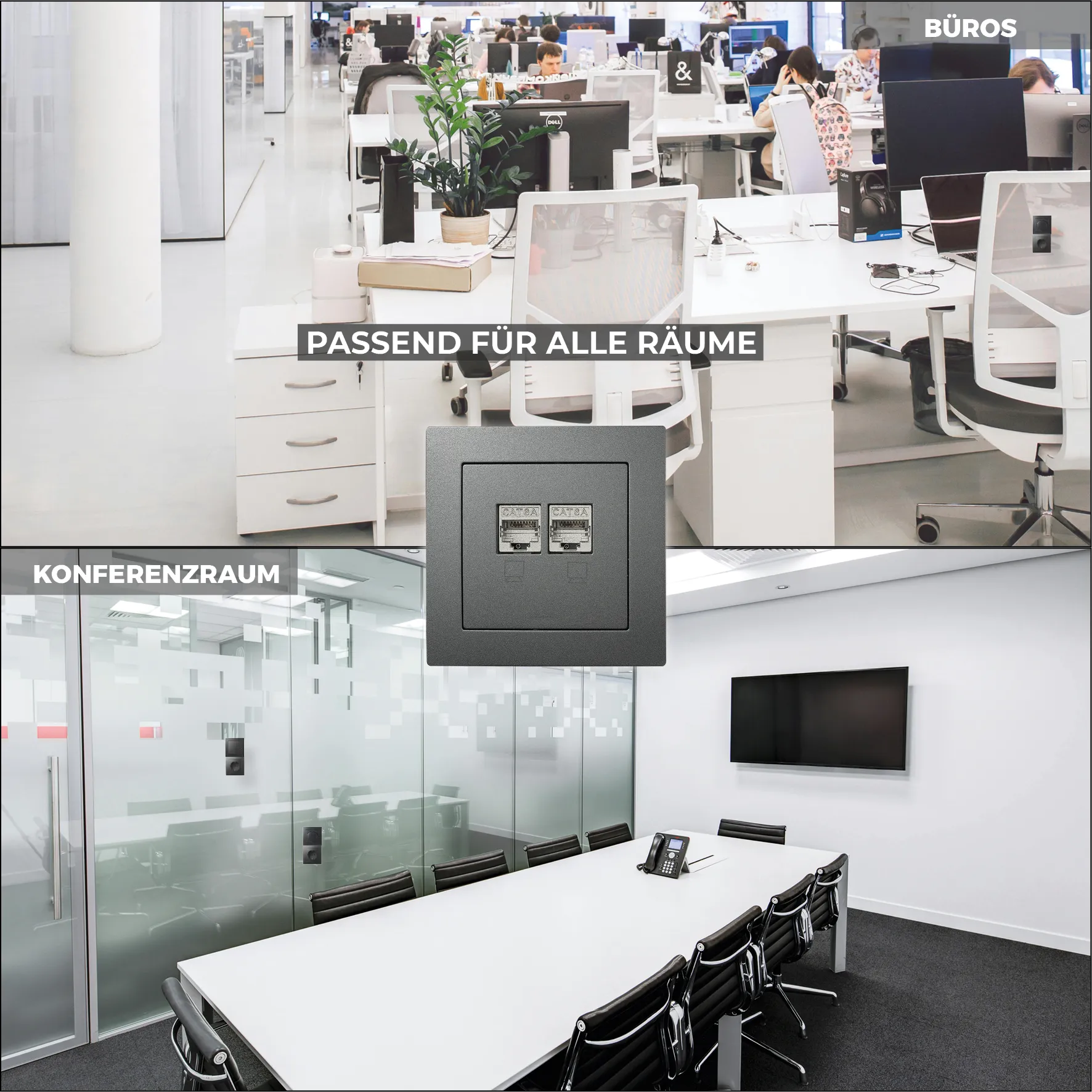 Netzwerk-Dose McPower ''Flair'' CAT6A, UP, anthrazit, vollgeschirmt – Bild 5