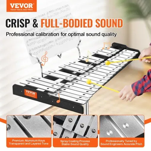 VEVOR Glockenspiel-Xylophon-Set mit 32 Tönen, professionelles Schlaginstrumenten-Set mit Schlägeln, Trommelstöcken, Notenständer, verstellbarem Ständer und Tragetasche für Schüler und Erwachsene VEVOR Glockenspiel-Xylophon-Set mit 32 Tönen, professionelles Schlaginstrumenten-Set mit Schlägeln, Trommelstöcken, Notenständer, verstellbarem Ständer und Tragetasche für Schüler und Erwachsene