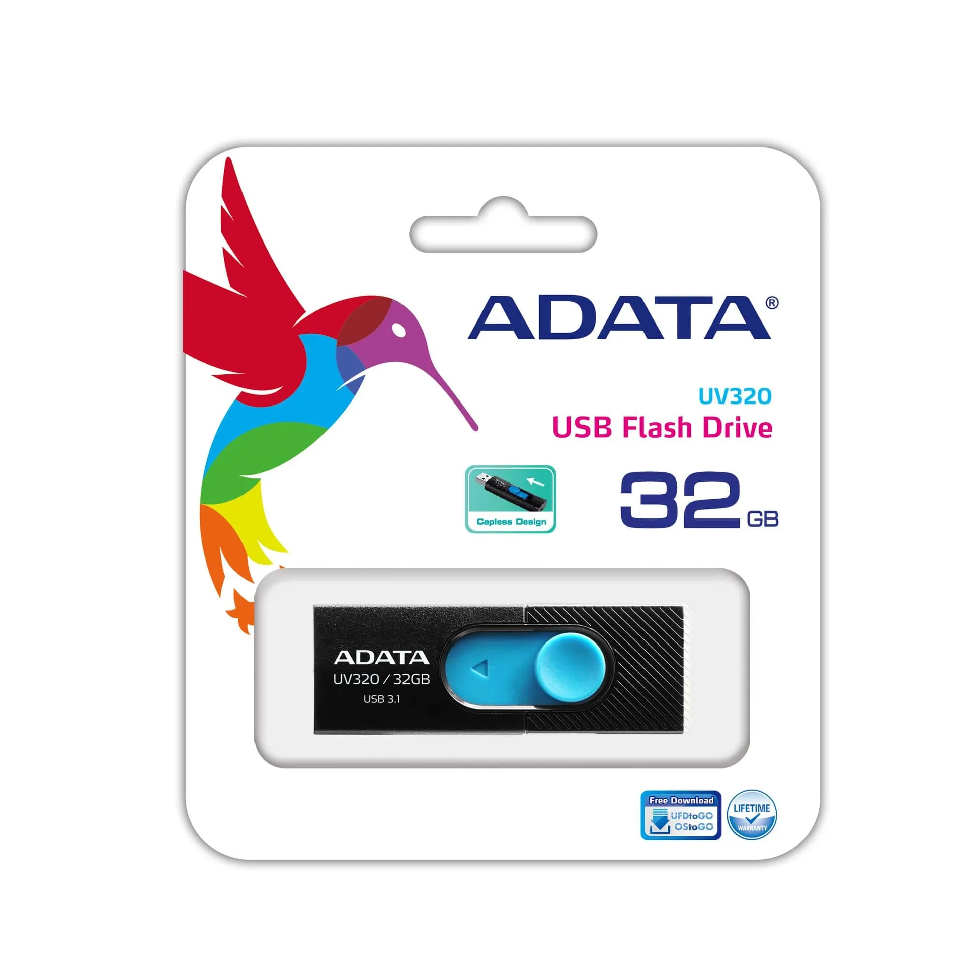 ADATA UV320 USB-Stick 32 GB USB Typ-A 3.2 Gen 1 (3.1 Gen 1) Schwarz, Blau – Bild 3