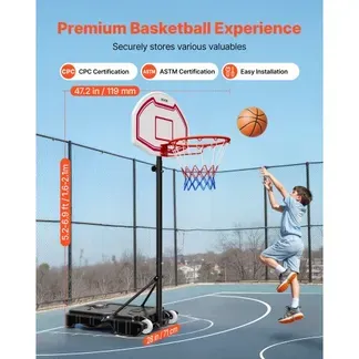 VEVOR tragbarer Basketballständer, 1,6 bis 2,1 m höhenverstellbarer Basketballkorb, verstellbare Basketballanlage mit Nylonnetz & Rollen, tragbares Backboard-Set für Terrassen Poolrand VEVOR tragbarer Basketballständer, 1,6 bis 2,1 m höhenverstellbarer Basketballkorb, verstellbare Basketballanlage mit Nylonnetz & Rollen, tragbares Backboard-Set für Terrassen Poolrand