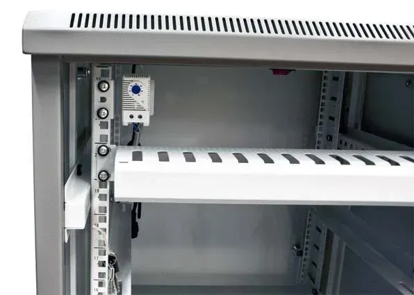 ALLNET 19"Schrank, 12HE, B600/T 600mm, Glastür, Lichtgrau, SNB-Serie, – Bild 6