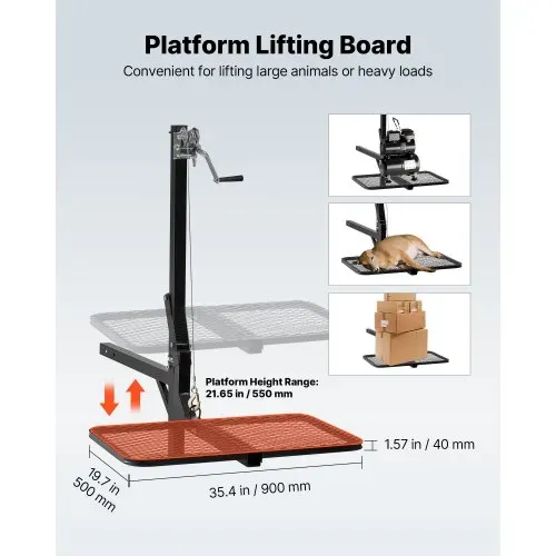 VEVOR Game Hoist, Hirschhebezeug mit Anhängerkupplung & Hebesystem-Plattform, 136 kg Tragkraft, Wildhebezeug-Windenlift mit 5,08 cm Empfänger, 360-Grad-Schwenkwelle & faltbar, 1440x900x1310 mm – Bild 3