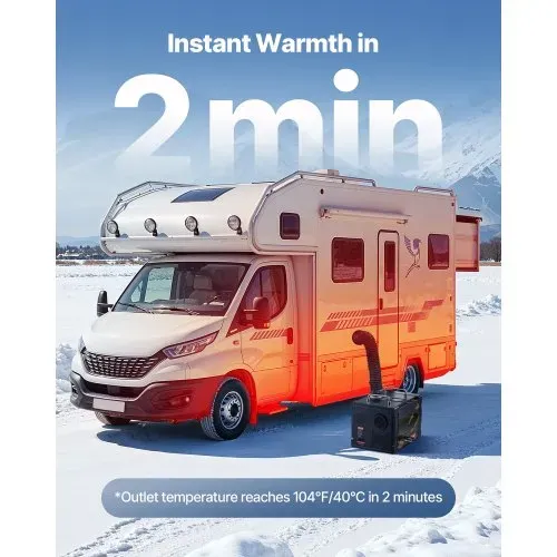 VEVOR Dieselheizung Lufterhitzer 5-8KW, DC 12 V/24 V, tragbarer All in One Standheizung mit Bluetooth-Steuerung & Fernbedienung & LCD-Bildschirm, 7 L Kraftstofftank für Lkw Wohnmobile SUVs – Bild 2