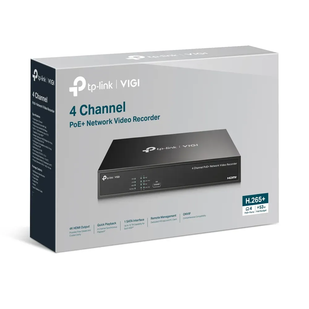 TP-Link - 4 Channel PoE Network Video Recorder - VIGI NVR1004H-4P – Bild 4