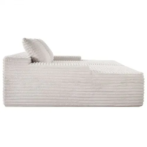 VEVOR übergroße Doppel-Chaiselonguen (210 cm) Cord-Sofa, gemütliches Zweiersofa mit tiefer Sitzfläche & weichen Kissen & Dekokissen für Wohnzimmer und Schlafzimmer, Schlafsofa 2 Personen Beige – Bild 9