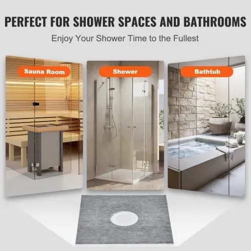 VEVOR Duschrand-Set, 914 x 914 x 22 mm, großes Duschwannen-Set mit 16 cm zentralem Abfluss, leichte EPS-Duschinstallations-Sets mit 2 wasserdichten Tüchern, Duschwannen-Neigungsstangen – Bild 5