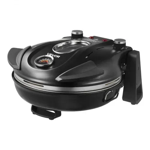 VEVOR Pizzaofen elektrischer Pizzamaker 1200 W Pizzakocher mit Cordieritstein, 5-stufige Temperaturregelung, Sichtfenster für präzises Kochen, erhitzt bis zu 420 °C, Backofen für Zuhause schwarz – Bild 10