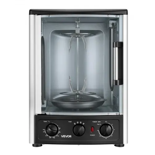 VEVOR Vertikaler Dönergrill 22 L 1500 W Gyrosgrill Kebabgrill Shawarma für Familien und Kleine Treffen, 0-240 °C, 0-60 Min Timer, mit Drehspieß, Grillrost, Fettauffangblech sowie Krümelschale – Bild 10