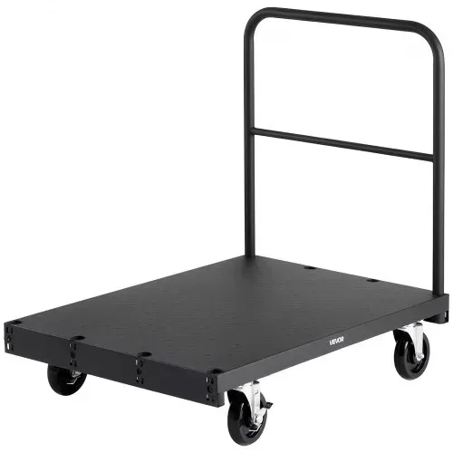 VEVOR Plattenwagen, 816 kg Tragkraft, 2-in-1 Rollenwagen mit 360° Lenkrollen, 914x610 mm Plattformwagen mit 3 seitlichen Handläufen, Transporthilfe für Fabrik, Lager, Garage, Schwarz – Bild 10